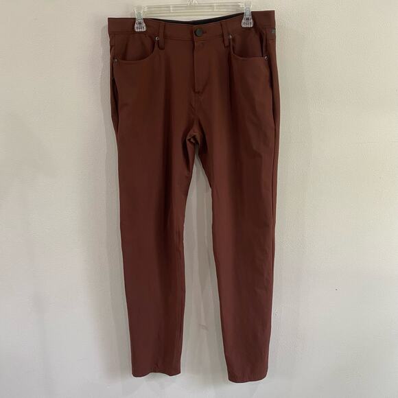 01. Algo Performance Pants Mens 33/34 Moisture Wicking Stretch Bitter Chocolate - Picture 1 of 9